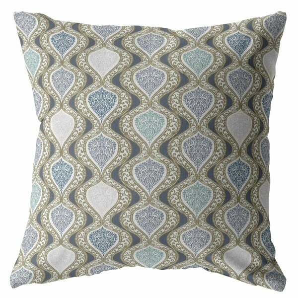 Palacedesigns 16 in. Ogee Indoor & Outdoor Zippered Throw Pillow Copper & Gray PA3106363